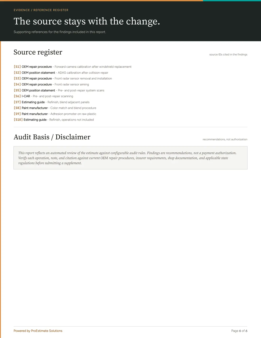 Change report, page 6 of 6